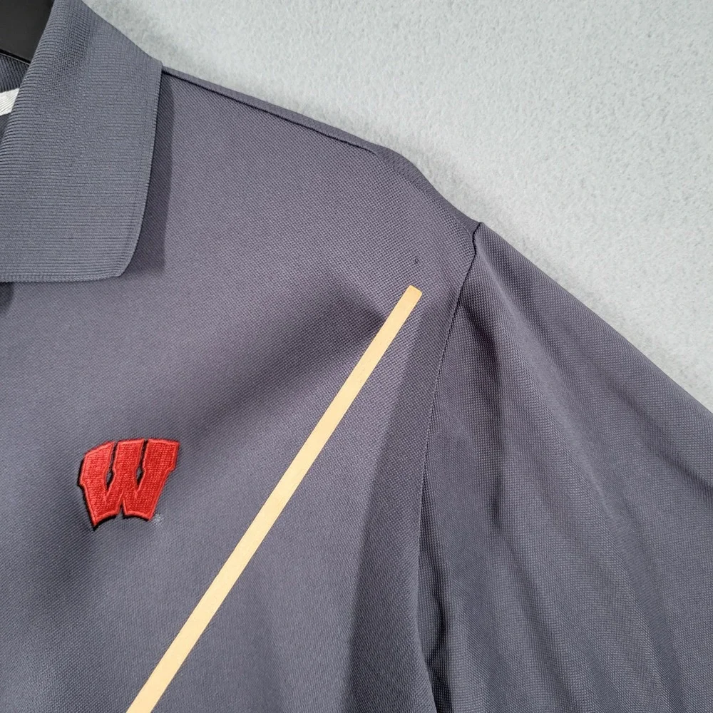 Adidas Polo Shirt Men's XL‎ Gray Wisconsin Badgers ClimaCool Short Sleeve Golf